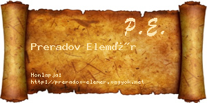 Preradov Elemér névjegykártya